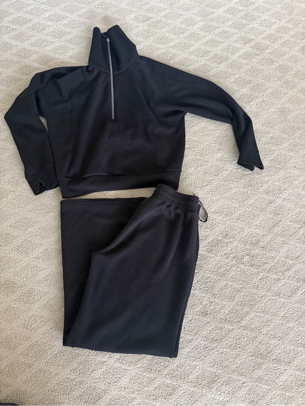 SPANX Wide Leg Pants and Sweatshirt: Lounge set in Black